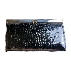 Black Clutch Wallet Credit Card/Cash/coins Women's  7.5X4X1.3 #1544